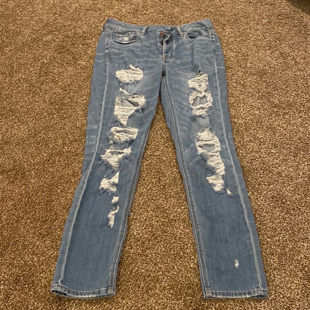 American eagle denim ripped jeans.